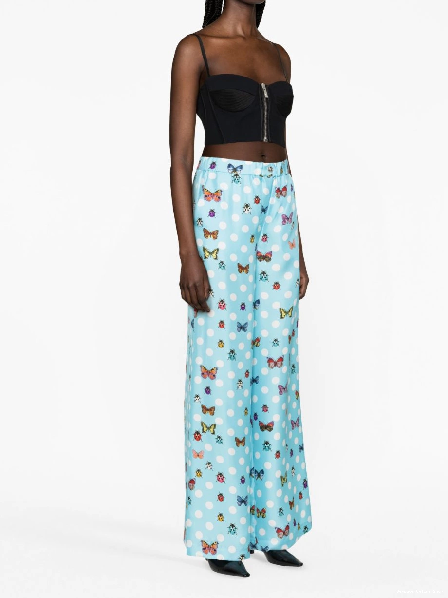 Affordable Butterflies wide-leg silk trousers Versace Women 0404